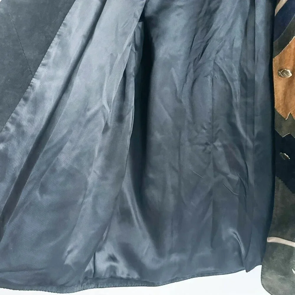 Vintage Dino'z Suede Leaf Print Patchwork Jacket 8